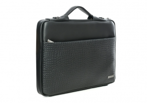 Vaku Luxos® CROCO SERIES Premium Collection for Macbook 13"|16" Refined Leather Sleeve with Strap highly durable - Black